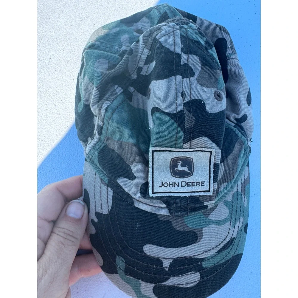 John Deere Toddler Camo Baseball Hat Woodland Camouflage Elastic Back Cap
